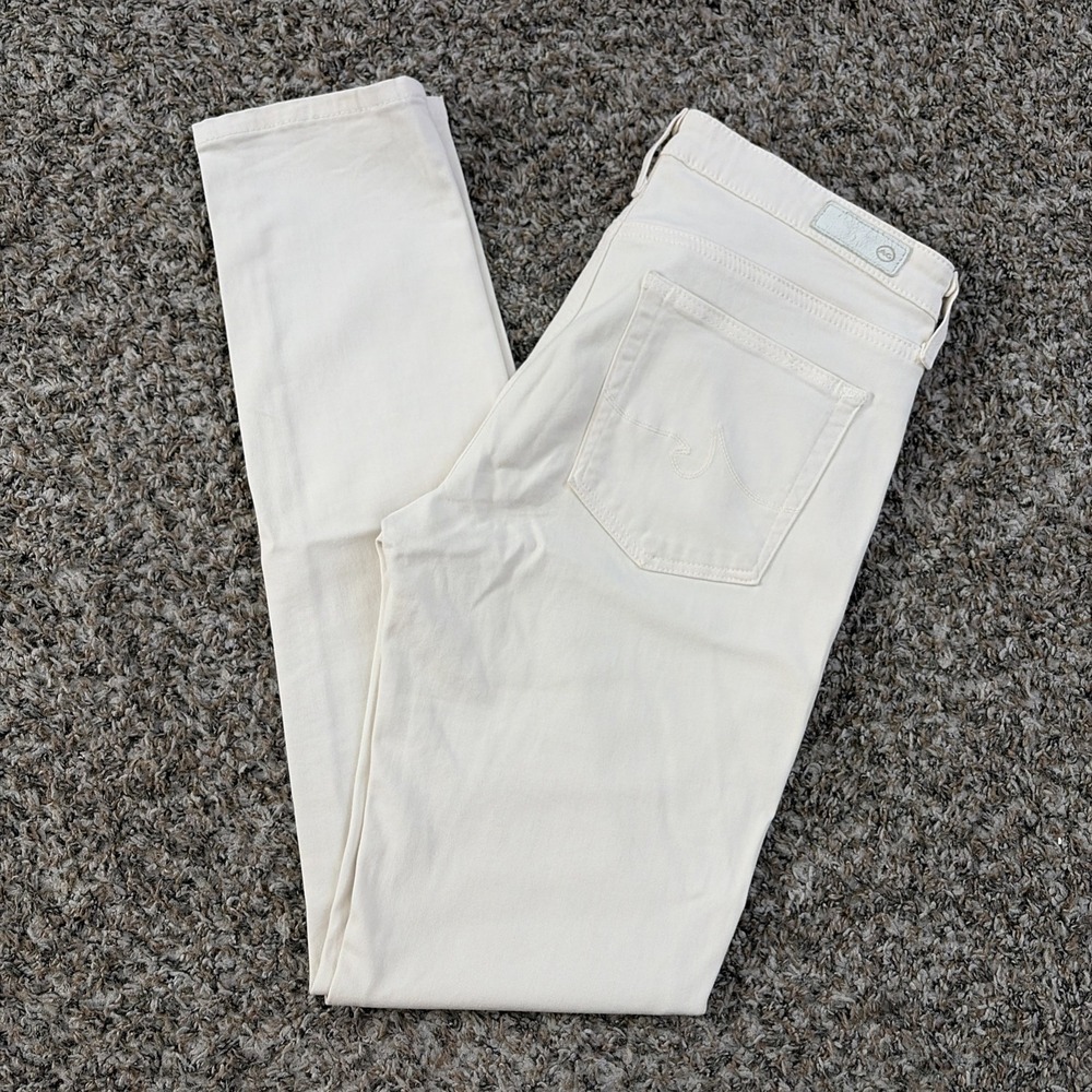AG Denim Adriano Goldschmeid Prima Cigarette Leg Twill Pants 27r Creme